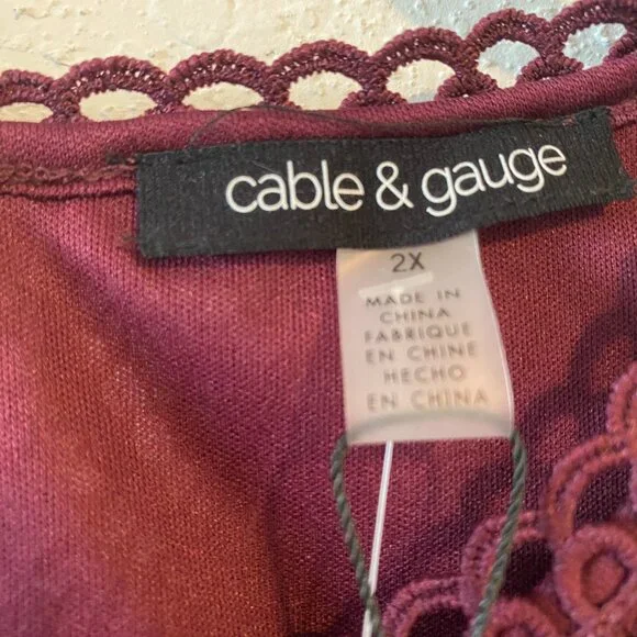 Burgundy Cap Sleeve Lace Blouse - Picture 3 of 4